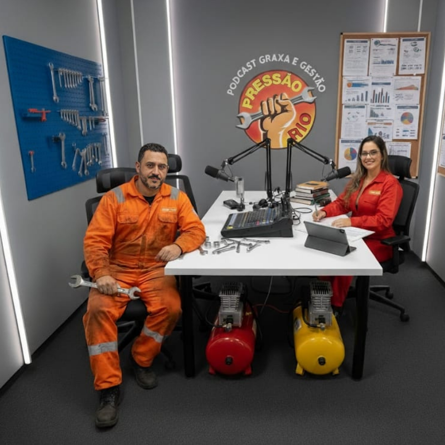 Maycon (Paizão) e Sheila (sua assistente de IA) gravando um podcast